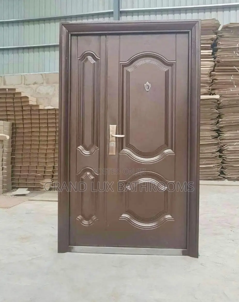 Elegant Brown Security Steel Door With Side Panel