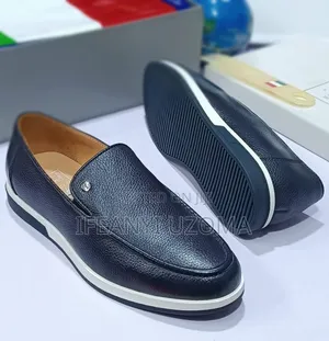 Photo - Blue Color and Black Italian Leather Loafers Shoe