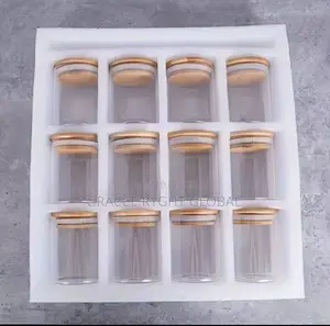 12 PCS Airtight Glass Spice Jars With Natural Bamboo Lids