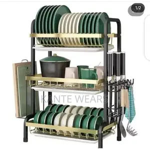 3layer Plate Rack Gold and Black