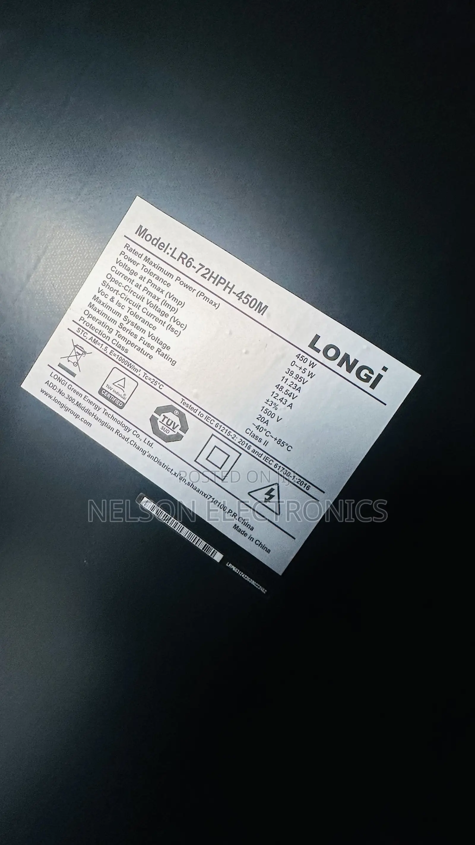 Longi Solar Panels All Black 450watt Mono