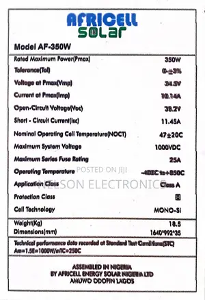 Africell 350watt Mono Solar Panel Now Available