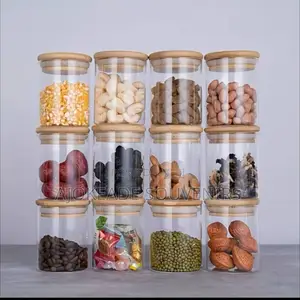 12pcs Glass Spice Jar With Bamboo Lid