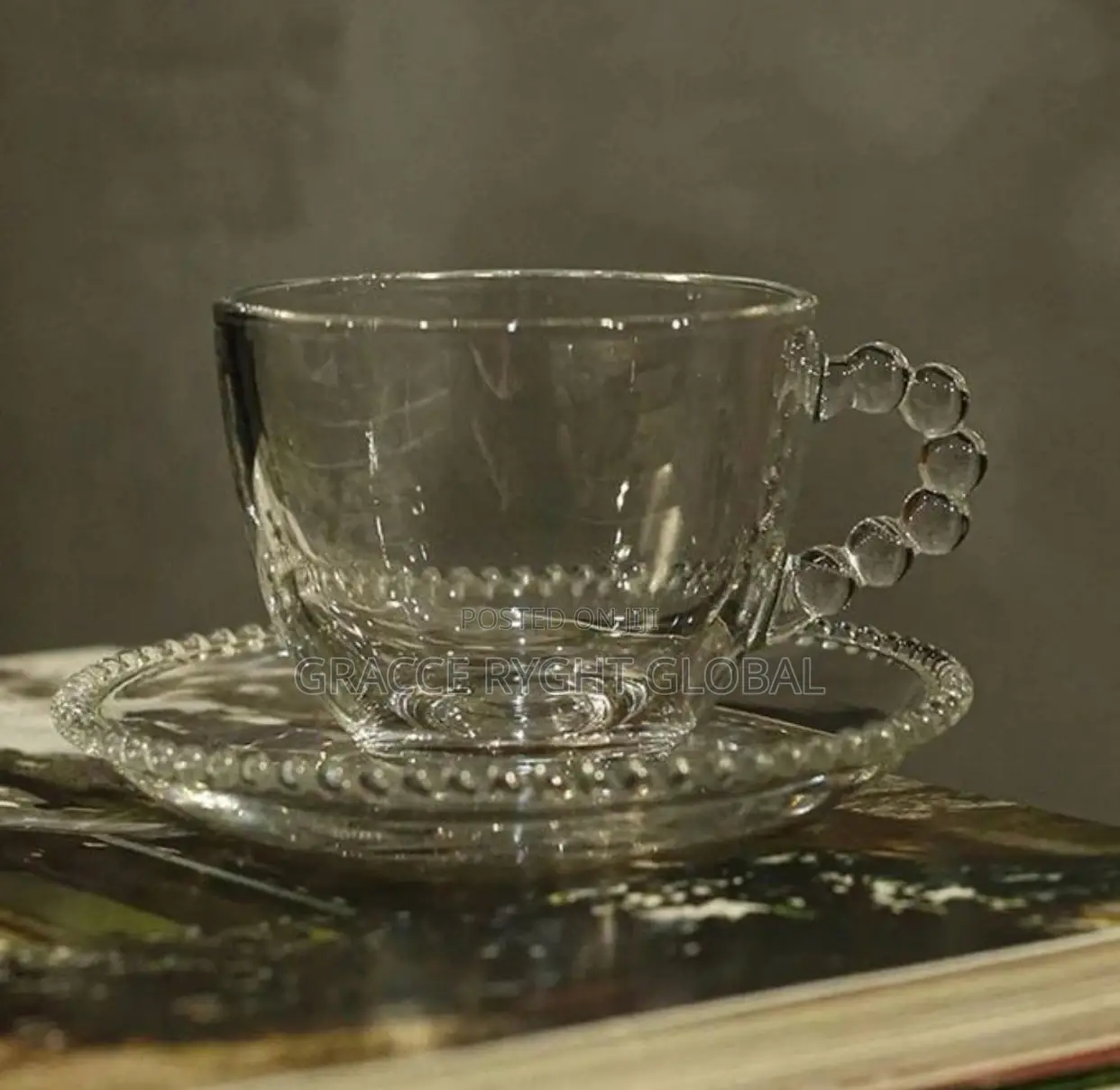 Glass Tea Cup and Saucer