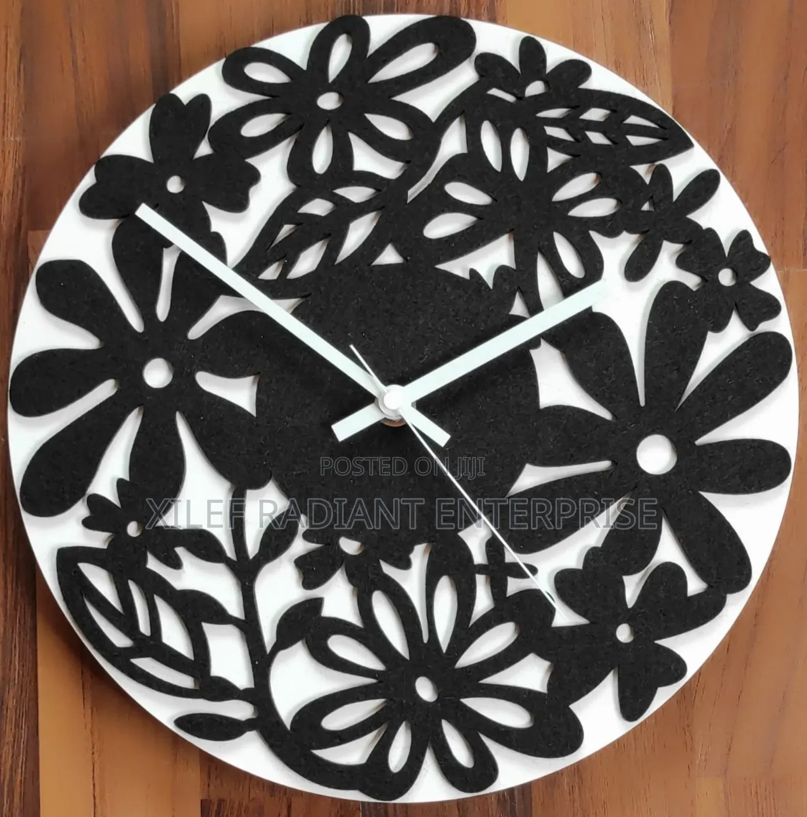 Mebus Quartz Wall Clock, Black/ White With Modern Felt Decor