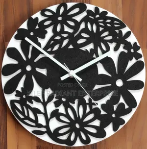 Mebus Quartz Wall Clock, Black/ White With Modern Felt Decor