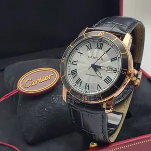Cartier Men's Black Leather Watch
