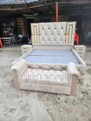 Cream 6by6 Bed With Cupboards and Footrest