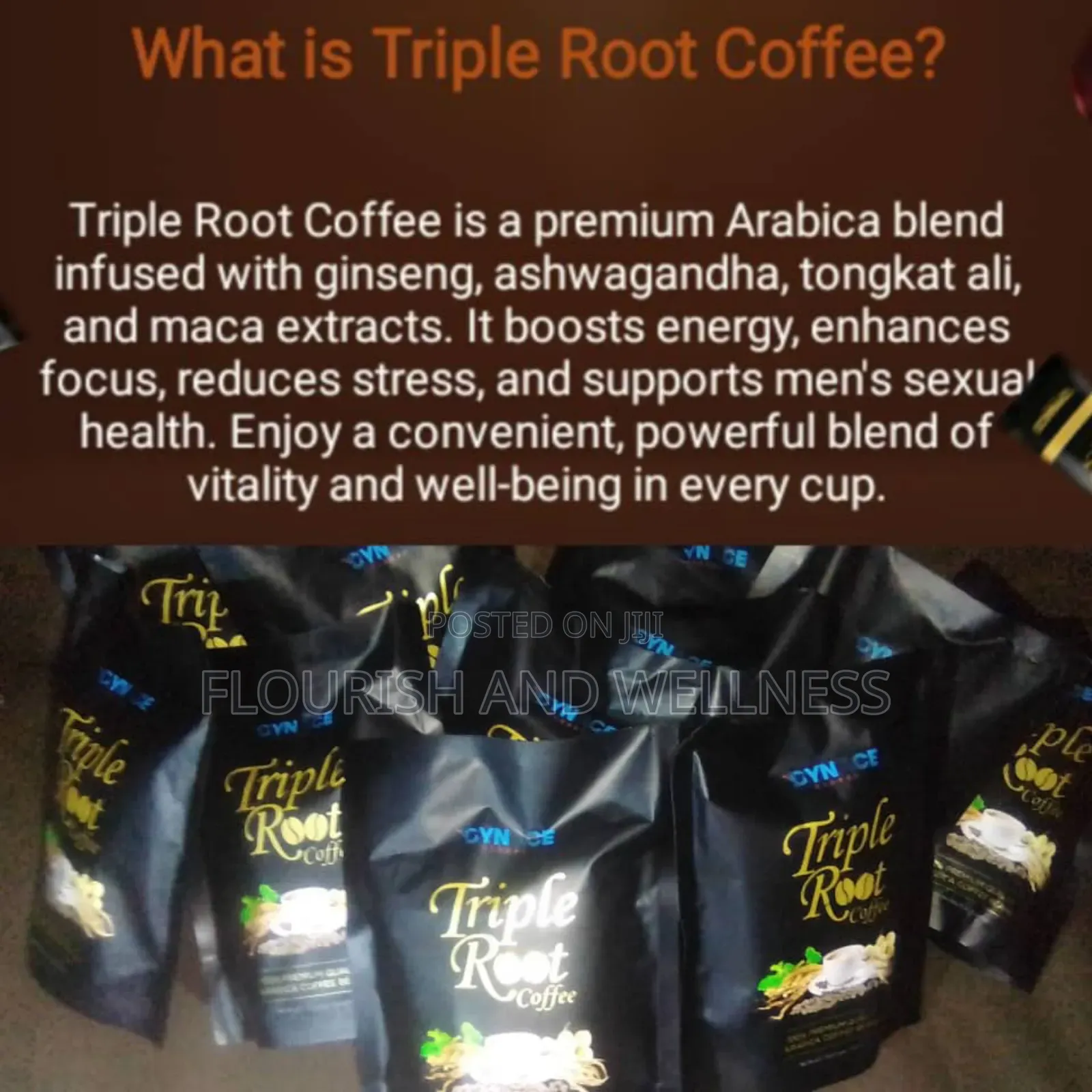 Triple Root Coffee Natural Men's Energy Libido Booster