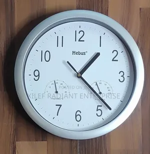 Mebus Quartz Wall Clock With Thermometer and Hygrometer.