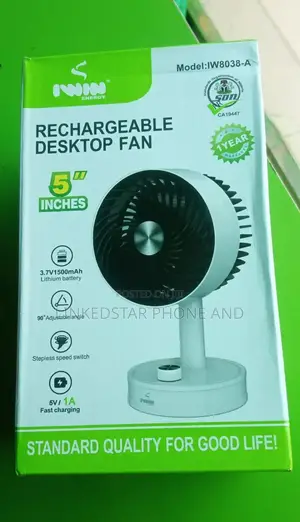 5-Inches Portable Rechargeable Desktop Fan