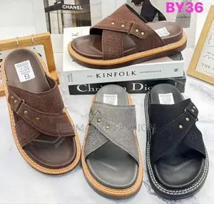Men Suede Leather Slide