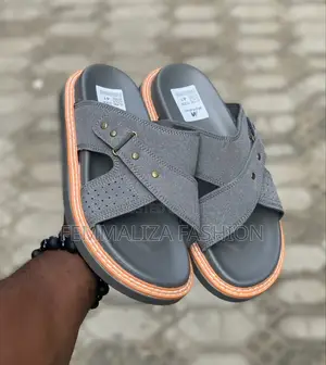 Men Suede Leather Slide