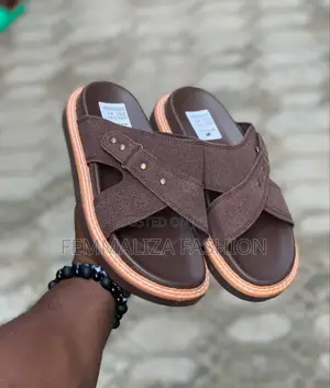 Men Suede Leather Slide