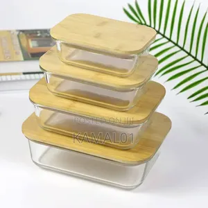 4pcs Lock Fresh Container With Bamboo Lid
