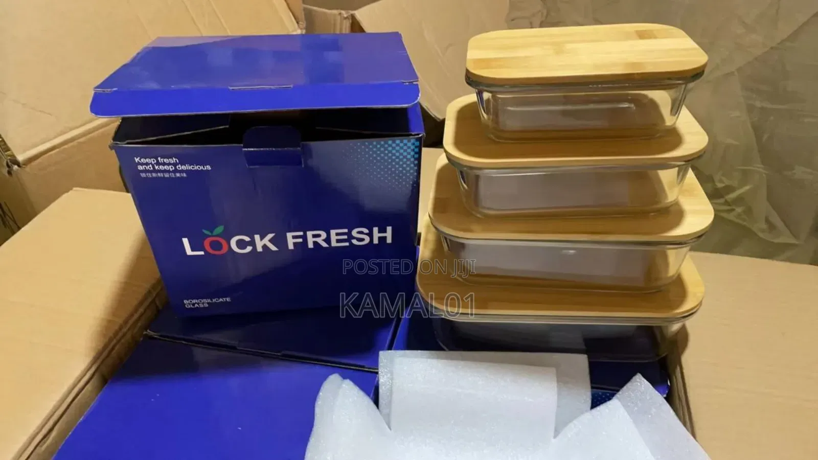 4pcs Lock Fresh Container With Bamboo Lid