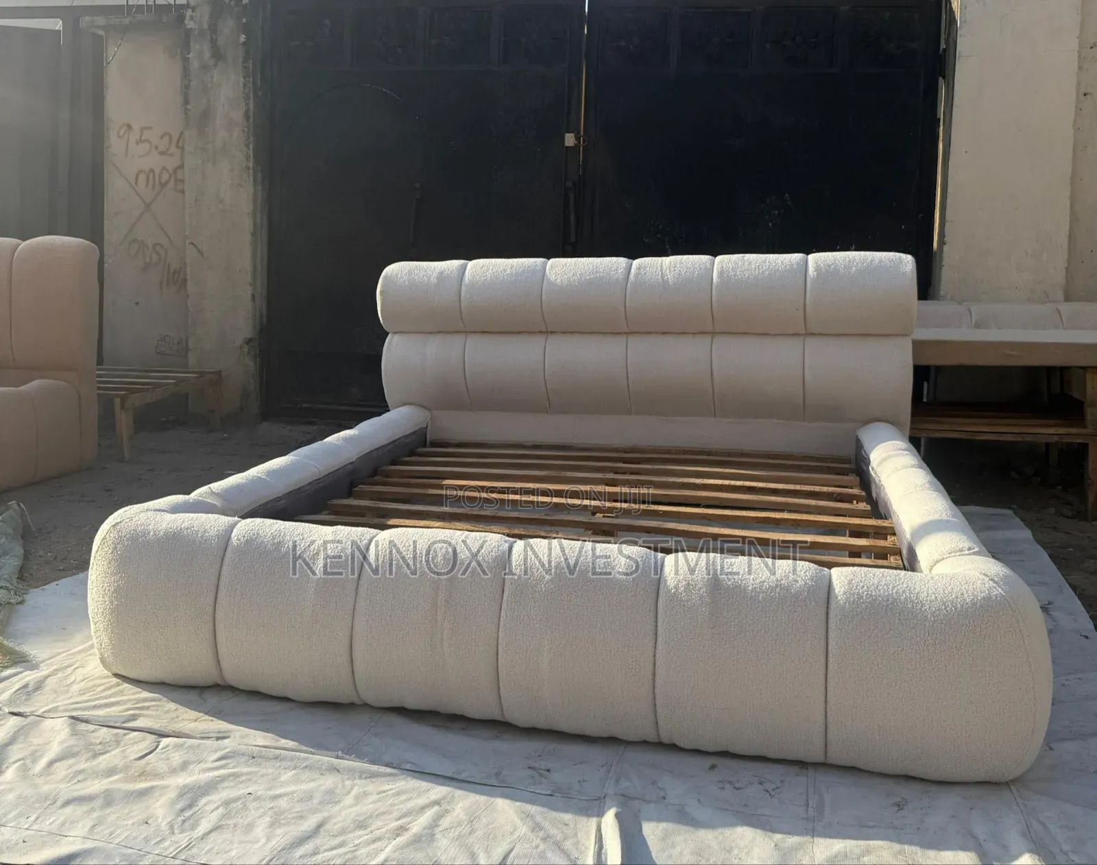 6 by 6 Fabric Wool Bubble Bedframe (2 Bedsides Drawers)