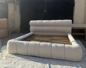 6 by 6 Fabric Wool Bubble Bedframe (2 Bedsides Drawers)