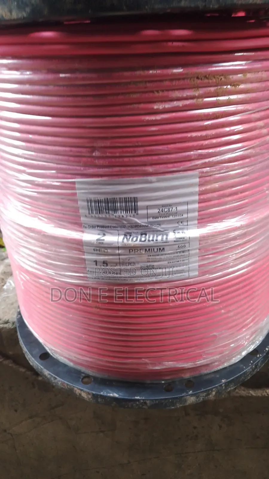 1.5mm 2core No Burn Fire Resistant Cable 500metrs