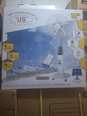 "Us" Rechargeable Mist Fan With Panel-- 18"