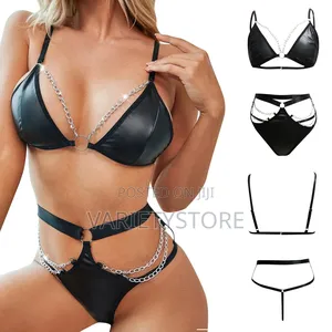 Photo - Sexy Lingerie Set Wetlook Leather Latex Bra Panty Underwear