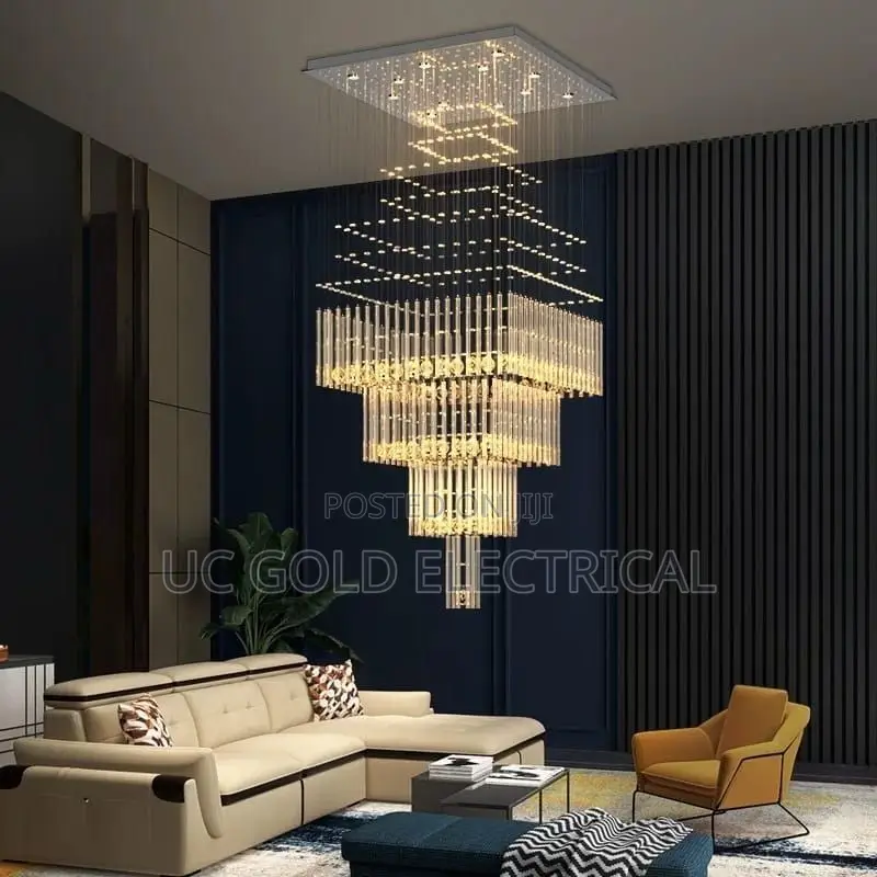 Tmodern Ceiling Chandelier for Living Room Columnar Crystal