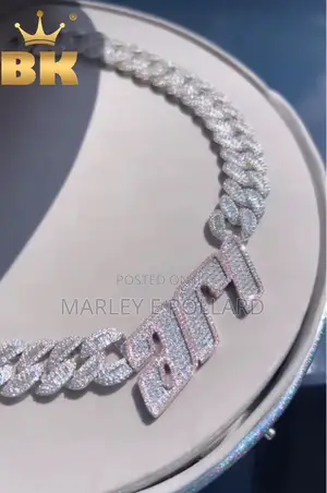 Aaa+ Cubic Zirconia Custom Letter Heavy Cuban Necklace