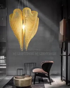 Photo - Postmodern Peach-Shape Metal Bead Curtain Chandeliers