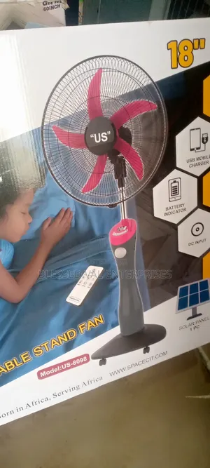 Us Original Rechargeable Stand Fan With Plan 18 Inches Solar