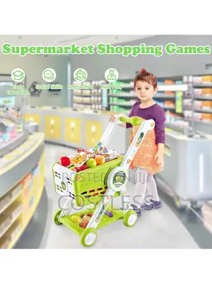 Supermarket Shopping Cart for Kids With Food Accessories