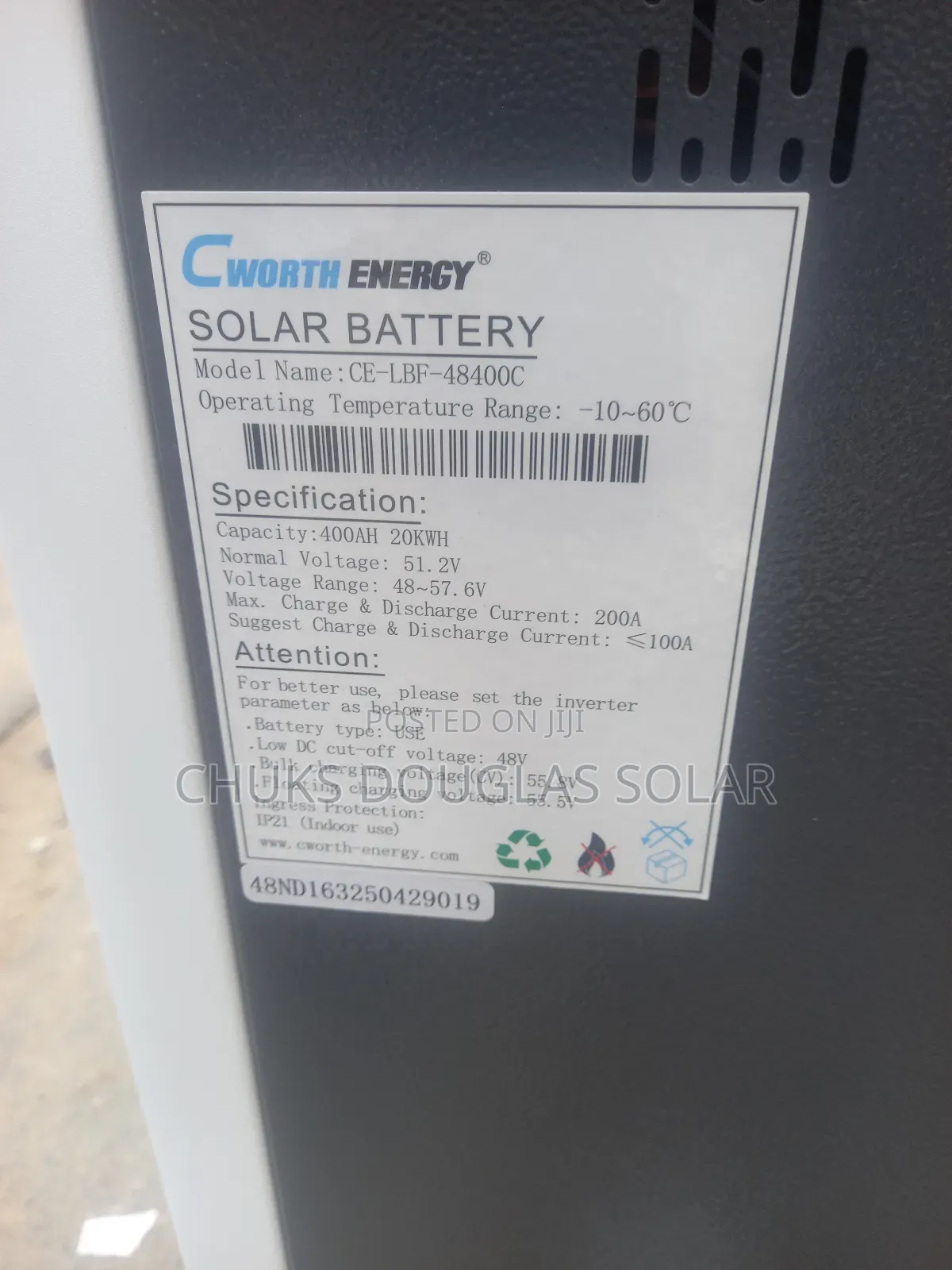 20kwh 48v Cworth Lithium Batteryattery