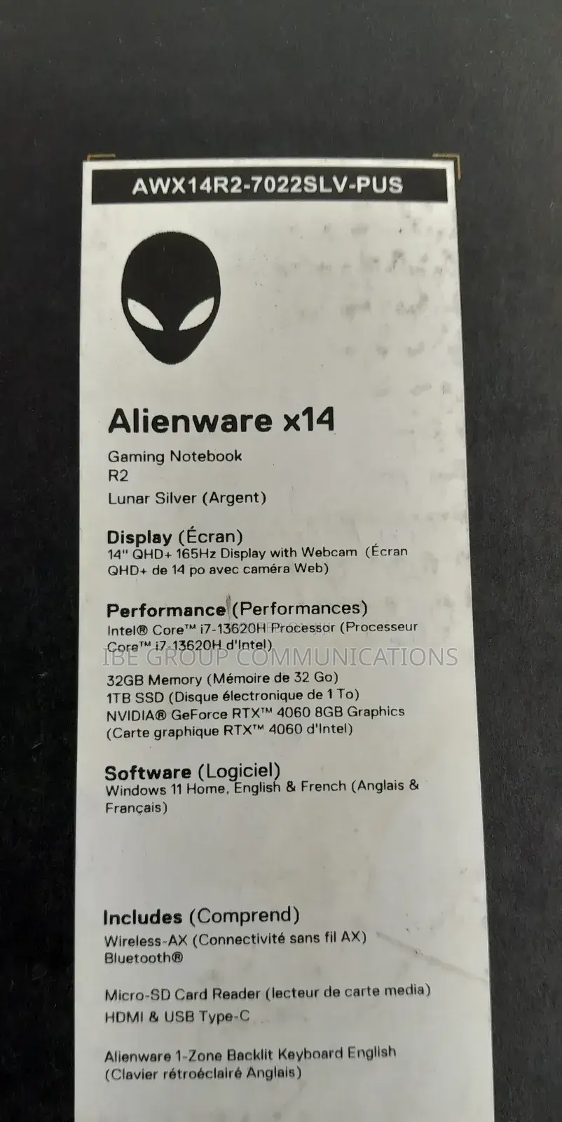 New Laptop Dell Alienware X14 32GB Intel Core I7 SSD 1T