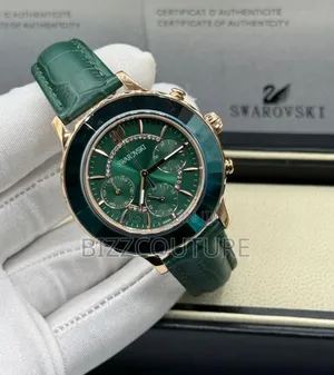 Photo - Original Swarovski Green Genuine Leather Strap Watch
