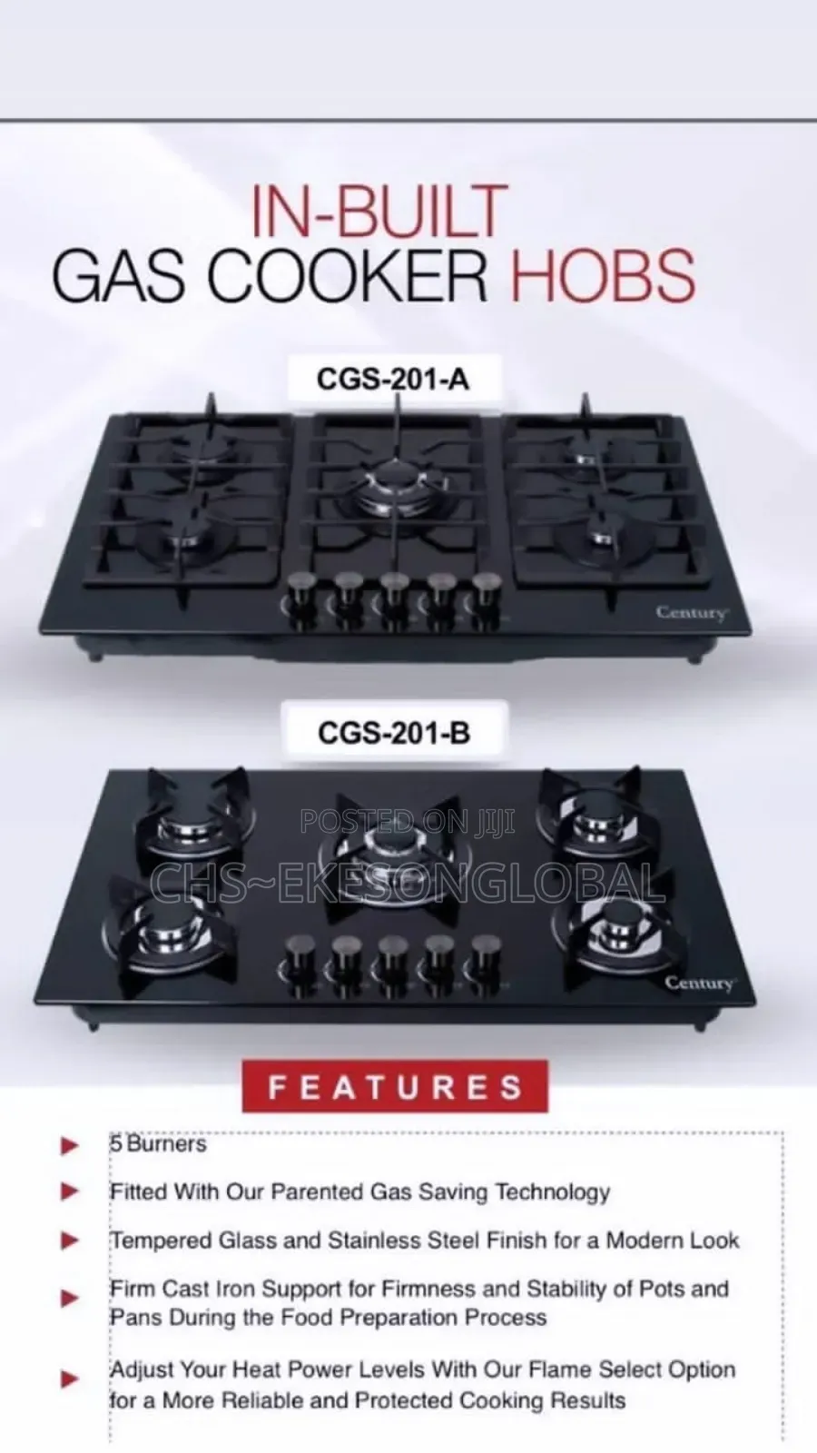 5burners Tampered Glass Built-in Gas Hob