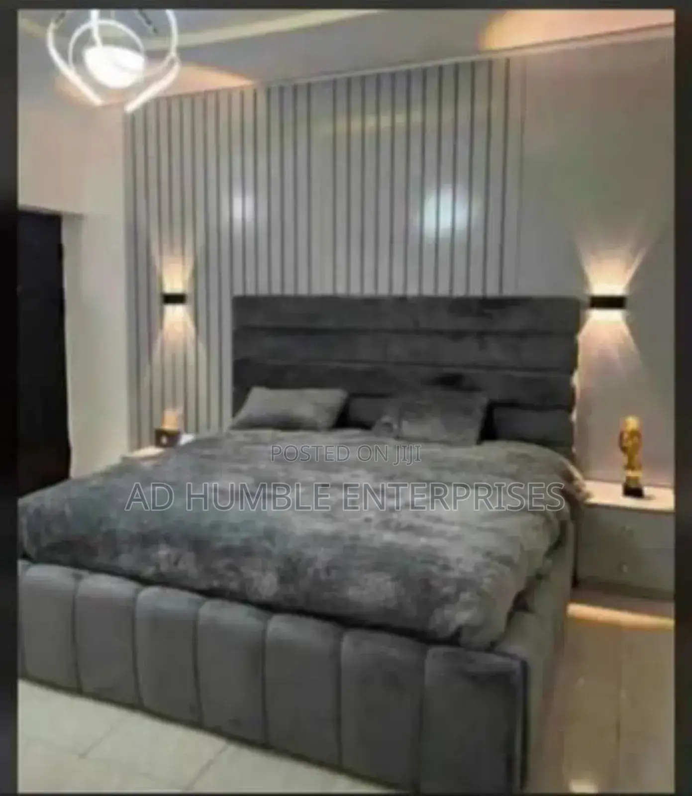Padded Bedframe With Bedside Cabinet