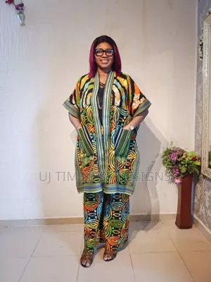 Lovely Patterned Ankara Kimono Jacket With Trousers