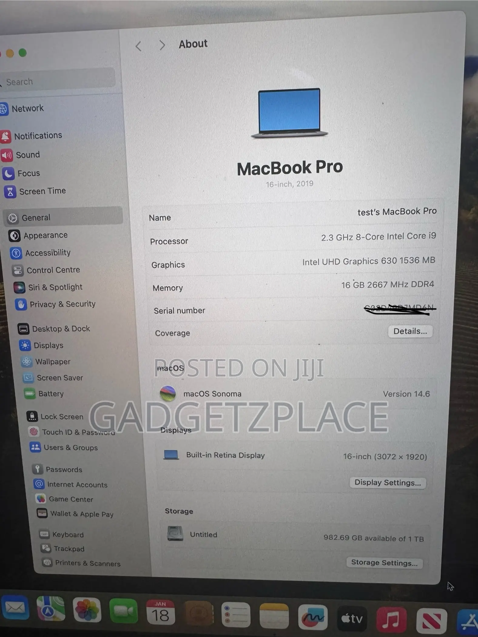 Laptop Apple MacBook Pro 2019 16GB Intel Core I9 SSD 1T