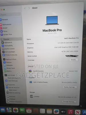 Laptop Apple MacBook Pro 2019 16GB Intel Core I9 SSD 1T