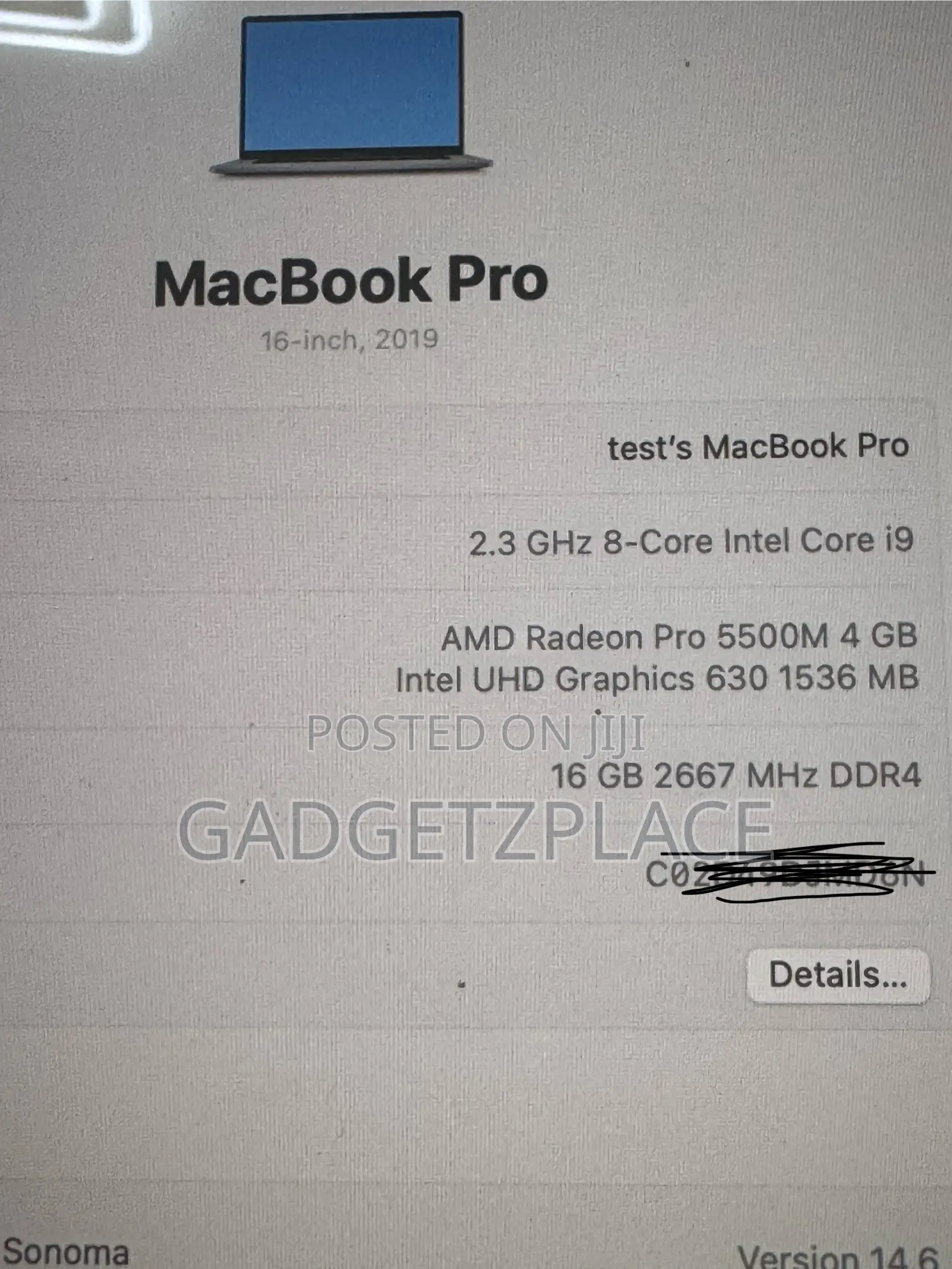 Laptop Apple MacBook Pro 2019 16GB Intel Core I9 SSD 1T