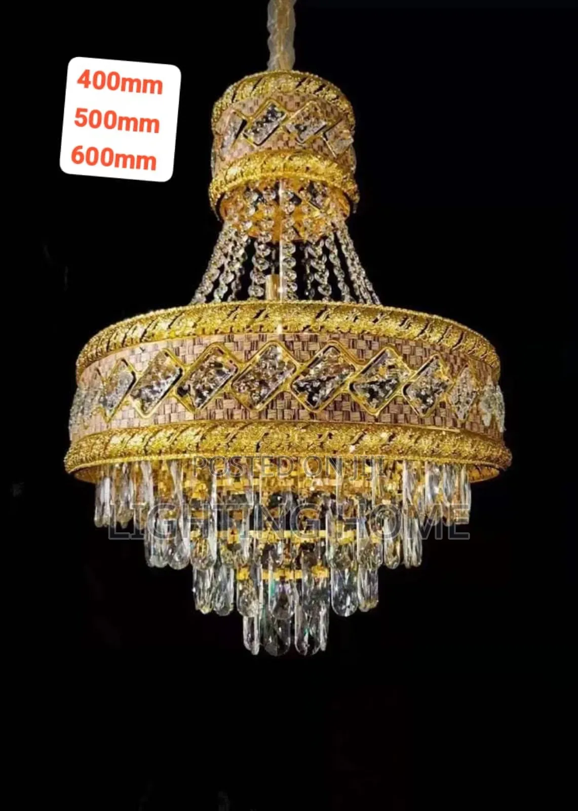 Gold Crystal Chandelier Light By 500mm Double Step