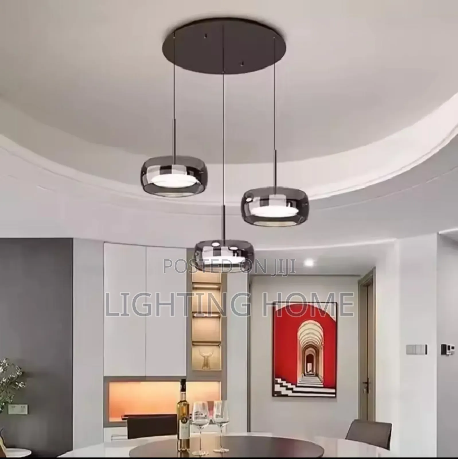Glass Nodic Pendant Light Round Base 3in1