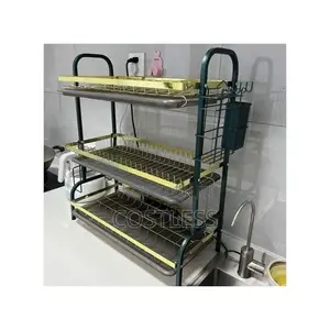 3 Layer Dish Drainer With Utensils Holder