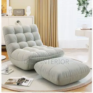 Reclined Lazy Bean Bag Sofa With Footrest Foot Stool