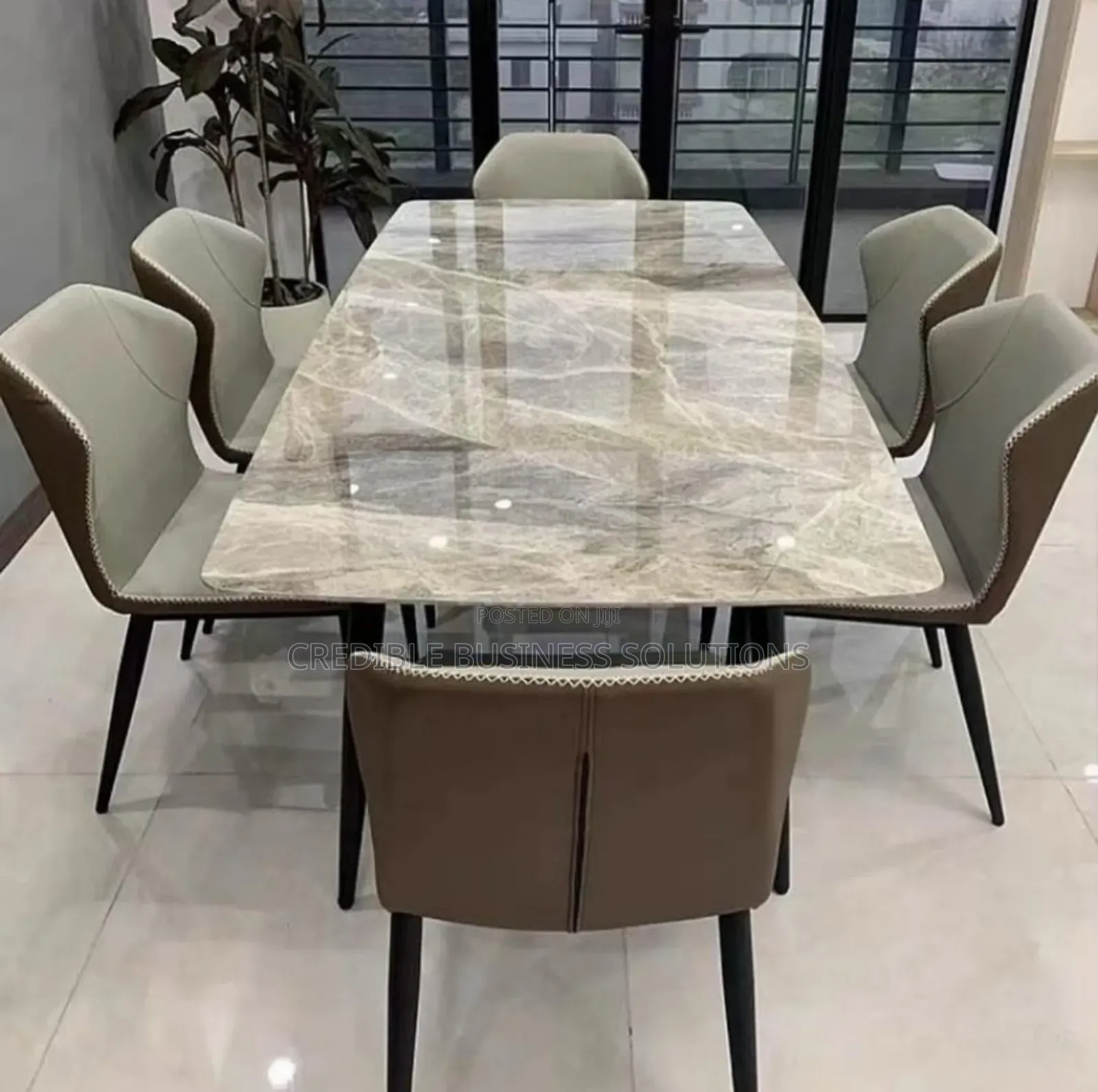Marble Top Dining Table Set With 6 Chairs