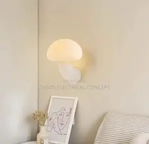 Sandyha Cream Wall Lamp White Mushroom Lampshade Led Night
