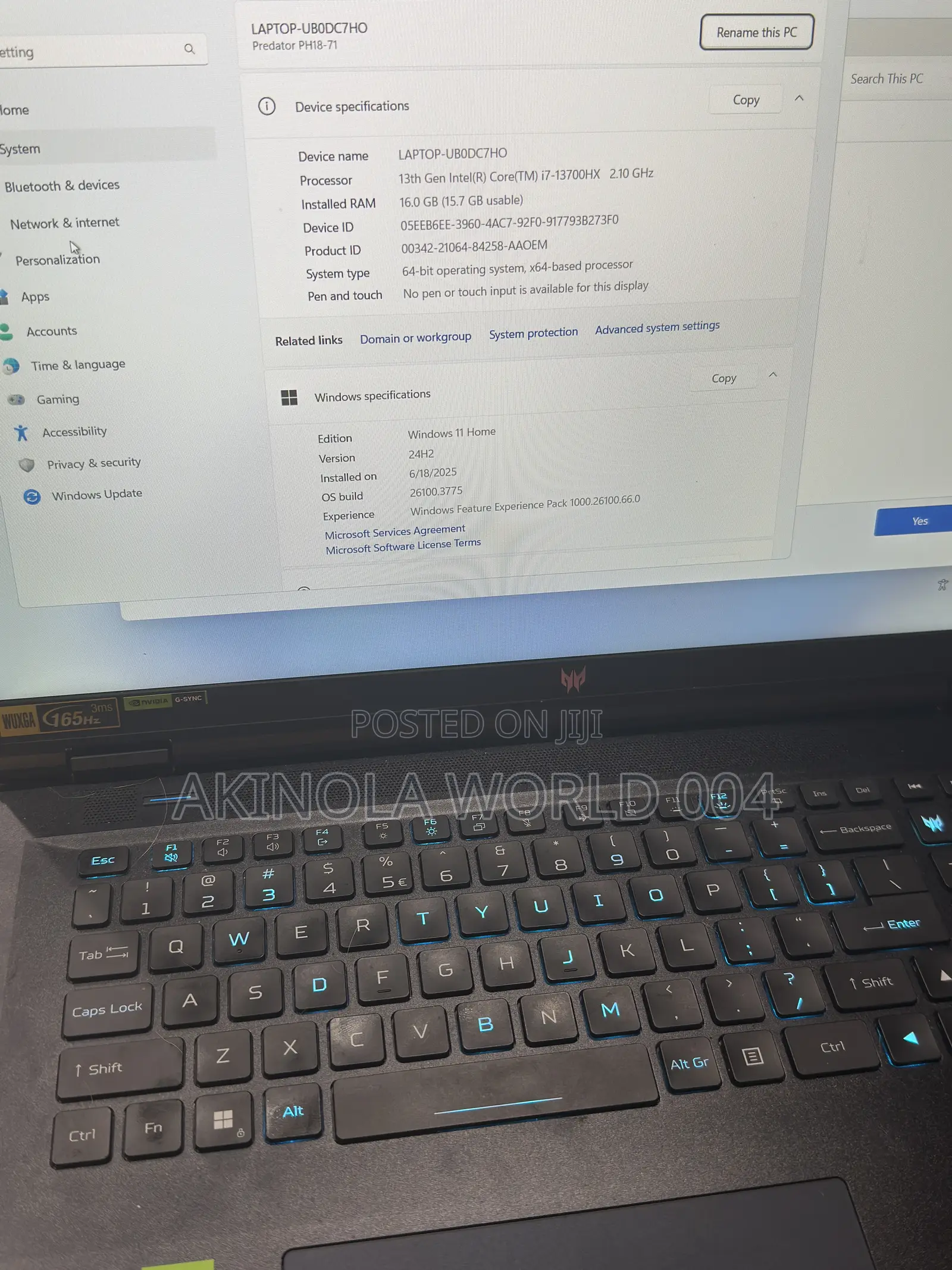 Laptop Acer 16GB Intel Core I7 SSD 1T