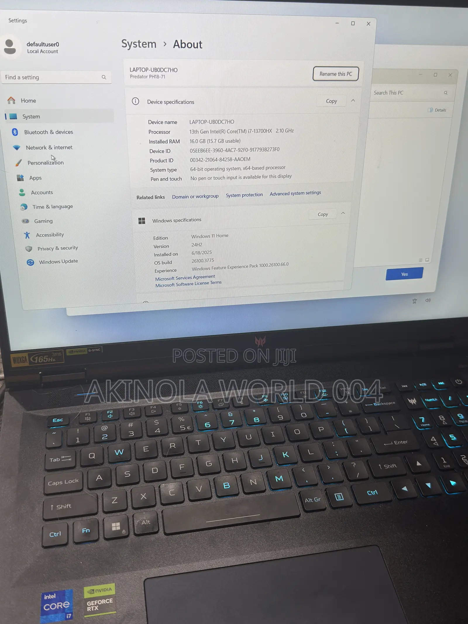 Laptop Acer 16GB Intel Core I7 SSD 1T
