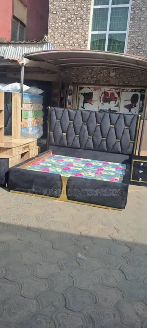 Quality Designed Bedframe With 2 Bedside Cabinet