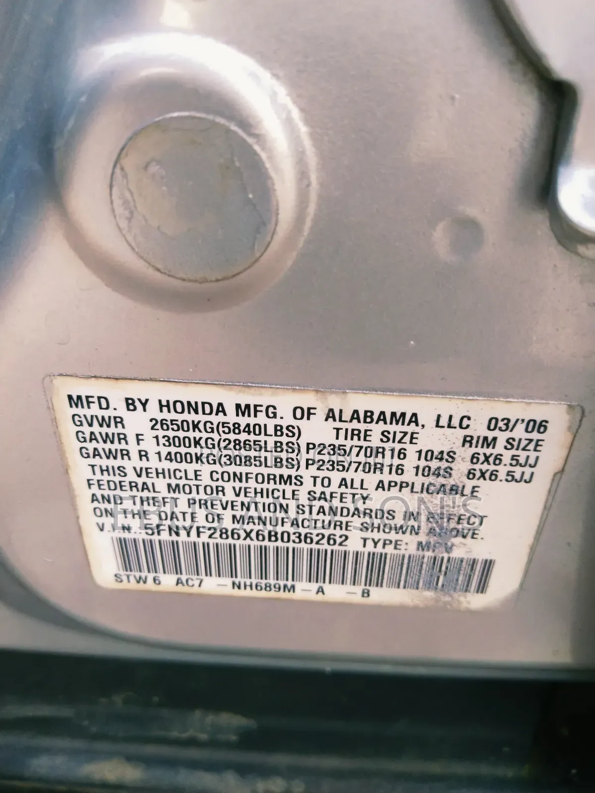 Honda Pilot 2006 Silver