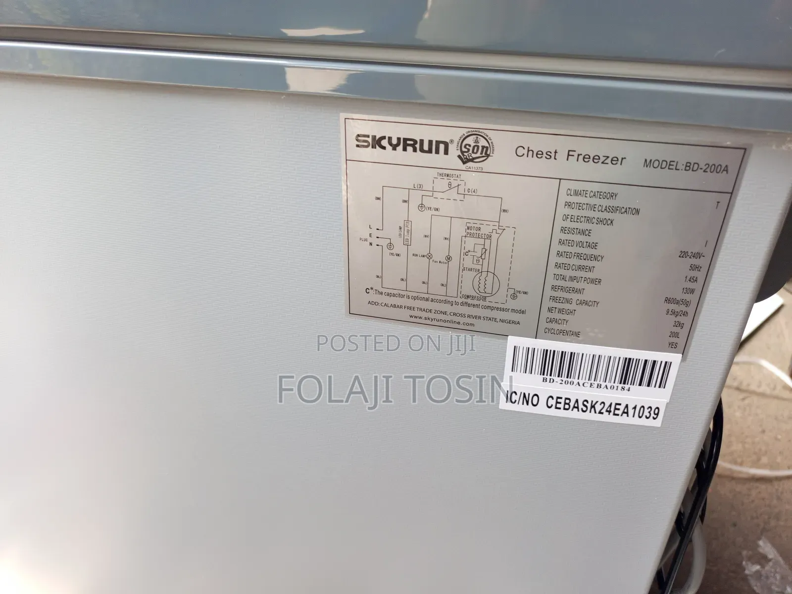 Skyrun Bd_200a 200l Deep Freezer